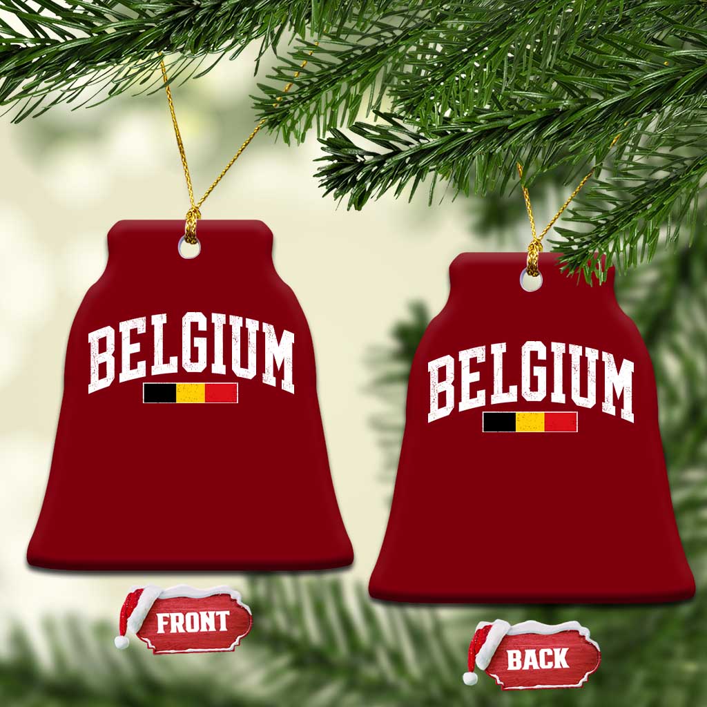 Vintage Belgium Flag Graphic Ceramic Ornament Belgian Pride Patriotic Gift TS10 Print Your Wear