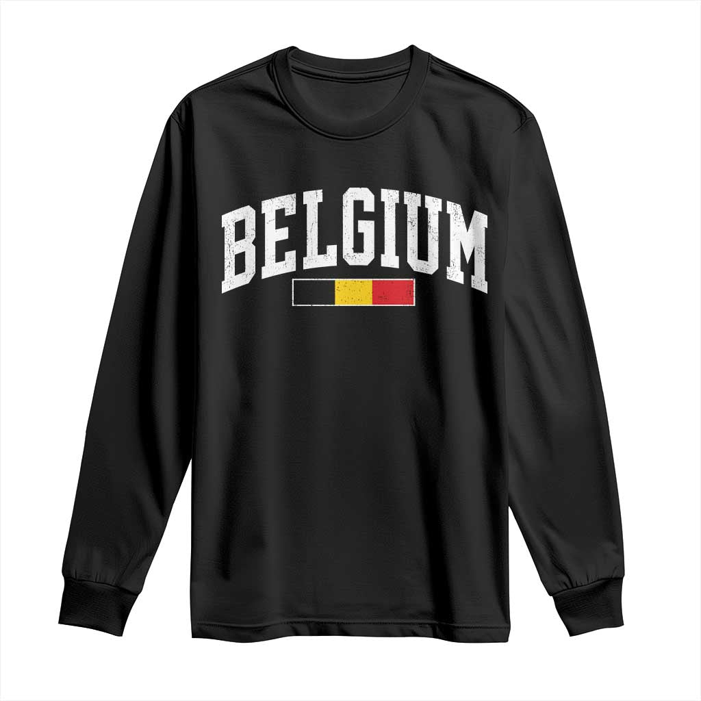 Vintage Belgium Flag Graphic Long Sleeve Shirt Belgian Pride Patriotic Gift TS10 Black Print Your Wear