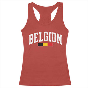 Vintage Belgium Flag Graphic Racerback Tank Top Belgian Pride Patriotic Gift TS10 Red Print Your Wear