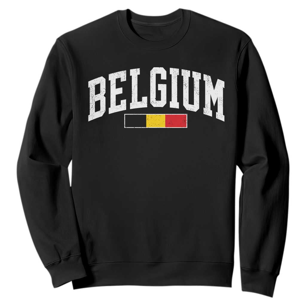 Vintage Belgium Flag Graphic Sweatshirt Belgian Pride Patriotic Gift TS10 Black Print Your Wear