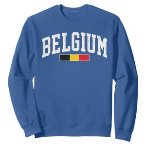 Vintage Belgium Flag Graphic Sweatshirt Belgian Pride Patriotic Gift TS10 Royal Blue Print Your Wear