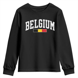 Vintage Belgium Flag Graphic Youth Sweatshirt Belgian Pride Patriotic Gift TS10 Black Print Your Wear