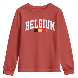 Vintage Belgium Flag Graphic Youth Sweatshirt Belgian Pride Patriotic Gift TS10 Red Print Your Wear