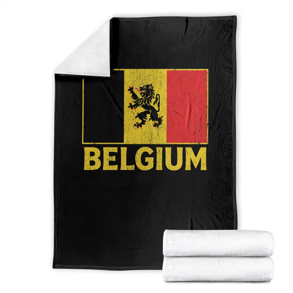Vintage Belgium Soccer Flag with Lion Graphic Throw Blanket Belgian Football Pride Gift for Fans TS10 Black Print Your Wear