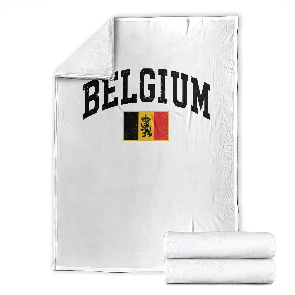 Vintage Belgium Throw Blanket Lion Royal Flag Graphic Belgian Soccer Football Pride Gift for Fans TS10 White Print Your Wear