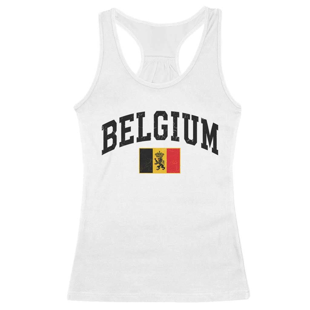 Vintage Belgium Racerback Tank Top Lion Royal Flag Graphic Belgian Soccer Football Pride Gift for Fans TS10 White Print Your Wear