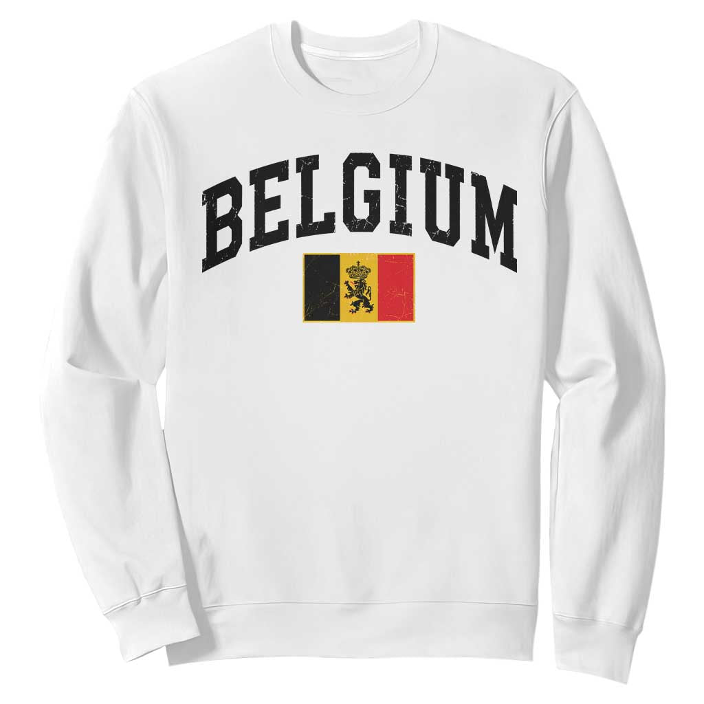 Vintage Belgium Sweatshirt Lion Royal Flag Graphic Belgian Soccer Football Pride Gift for Fans TS10 White Print Your Wear
