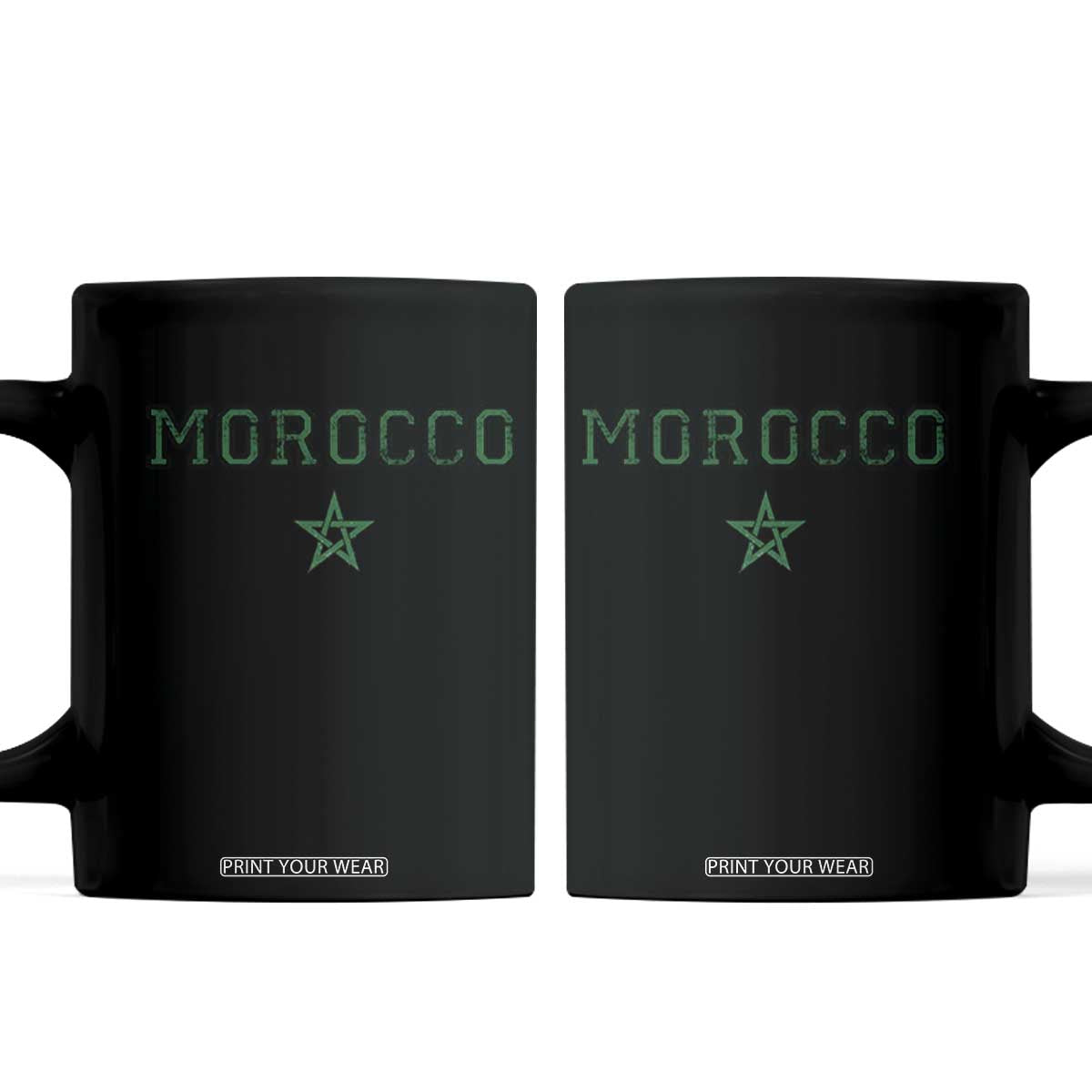Vintage Morocco Coffee Mug Green Star Distressed Patriotic Heritage Pride Gift for Moroccan TS10 Black Print Your Wear