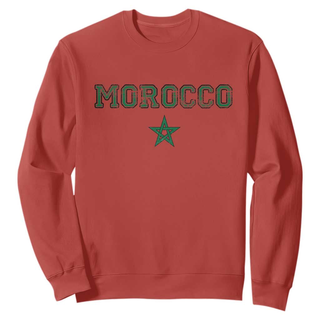 Vintage Morocco Sweatshirt Green Star Distressed Patriotic Heritage Pride Gift for Moroccan TS10 Red Print Your Wear