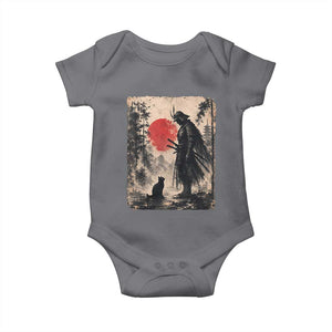 Vintage Japanese Samurai Warrior and Black Cat Baby Onesie TS10 Charcoal Print Your Wear