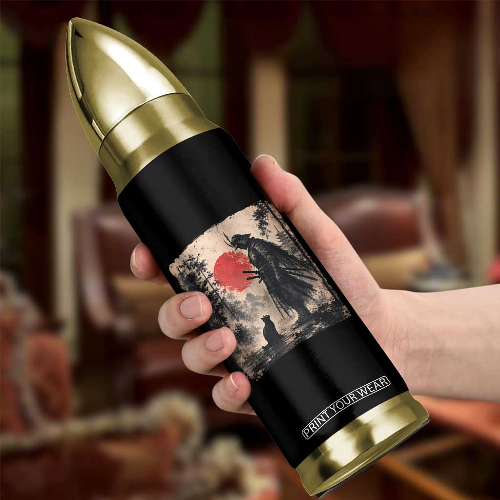 Vintage Japanese Samurai Warrior and Black Cat Bullet Tumbler TS10 Print Your Wear