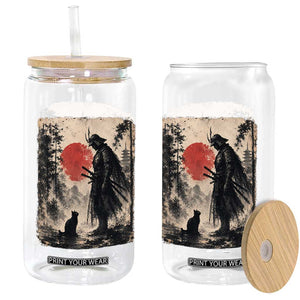 Vintage Japanese Samurai Warrior and Black Cat Glass Can TS10 Print Your Wear