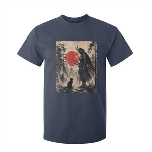 Vintage Japanese Samurai Warrior and Black Cat T Shirt For Kid TS10 Navy Print Your Wear