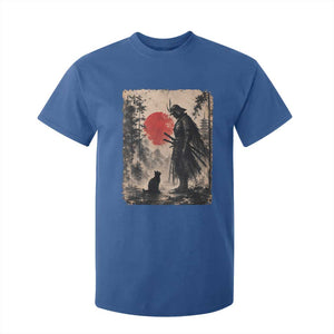Vintage Japanese Samurai Warrior and Black Cat T Shirt For Kid TS10 Royal Blue Print Your Wear