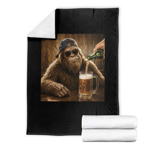 Funny Bigfoot Drinking Beer Throw Blanket Vintage Cool Sunglasses Sasquatch Pub Graphic TS10 Black Print Your Wear