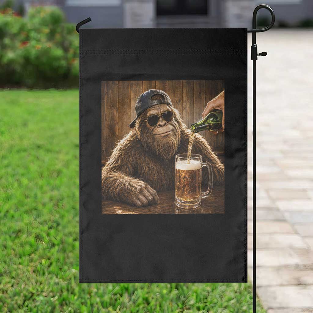 Funny Bigfoot Drinking Beer Garden Flag Vintage Cool Sunglasses Sasquatch Pub Graphic TS10 Print Your Wear