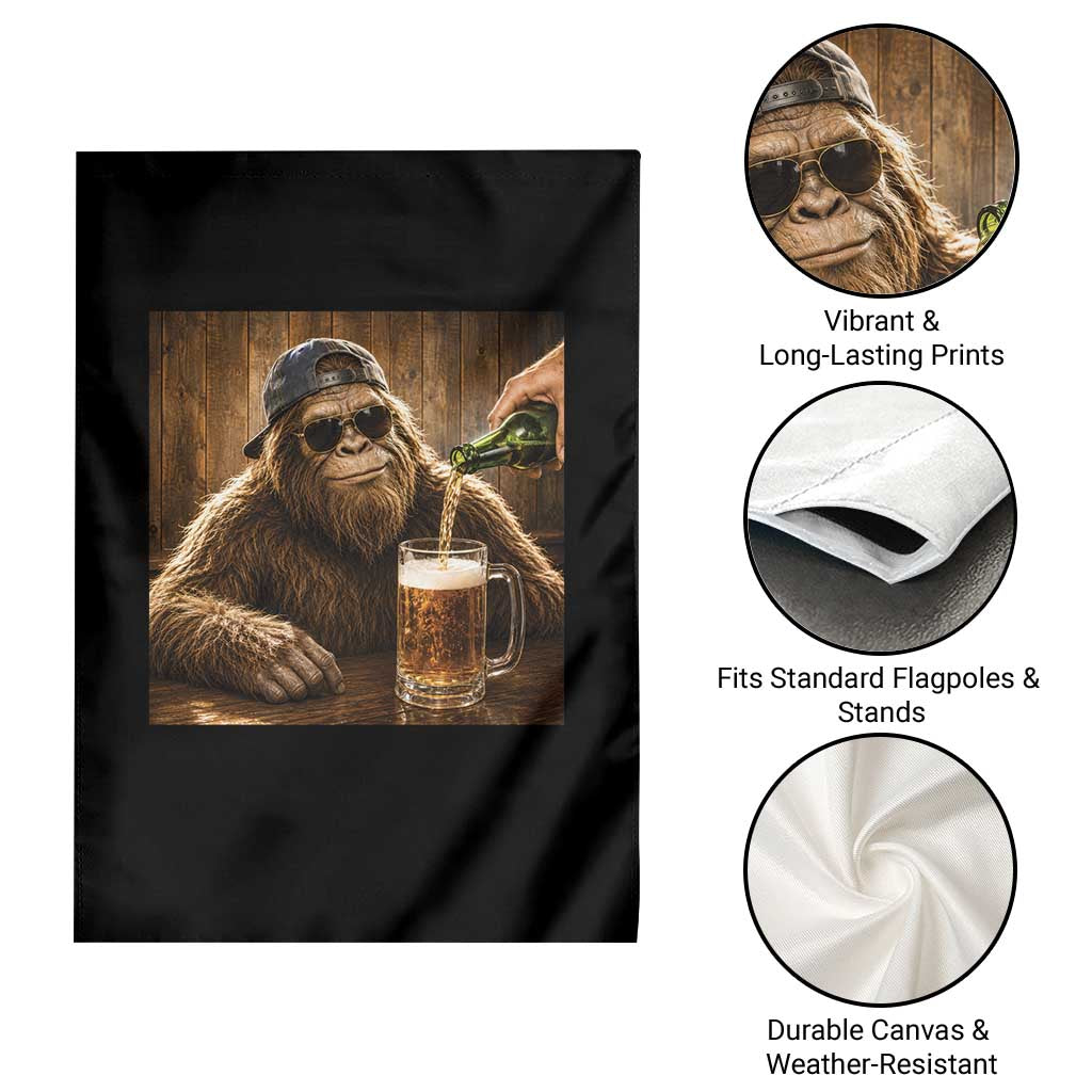 Funny Bigfoot Drinking Beer Garden Flag Vintage Cool Sunglasses Sasquatch Pub Graphic TS10 Print Your Wear
