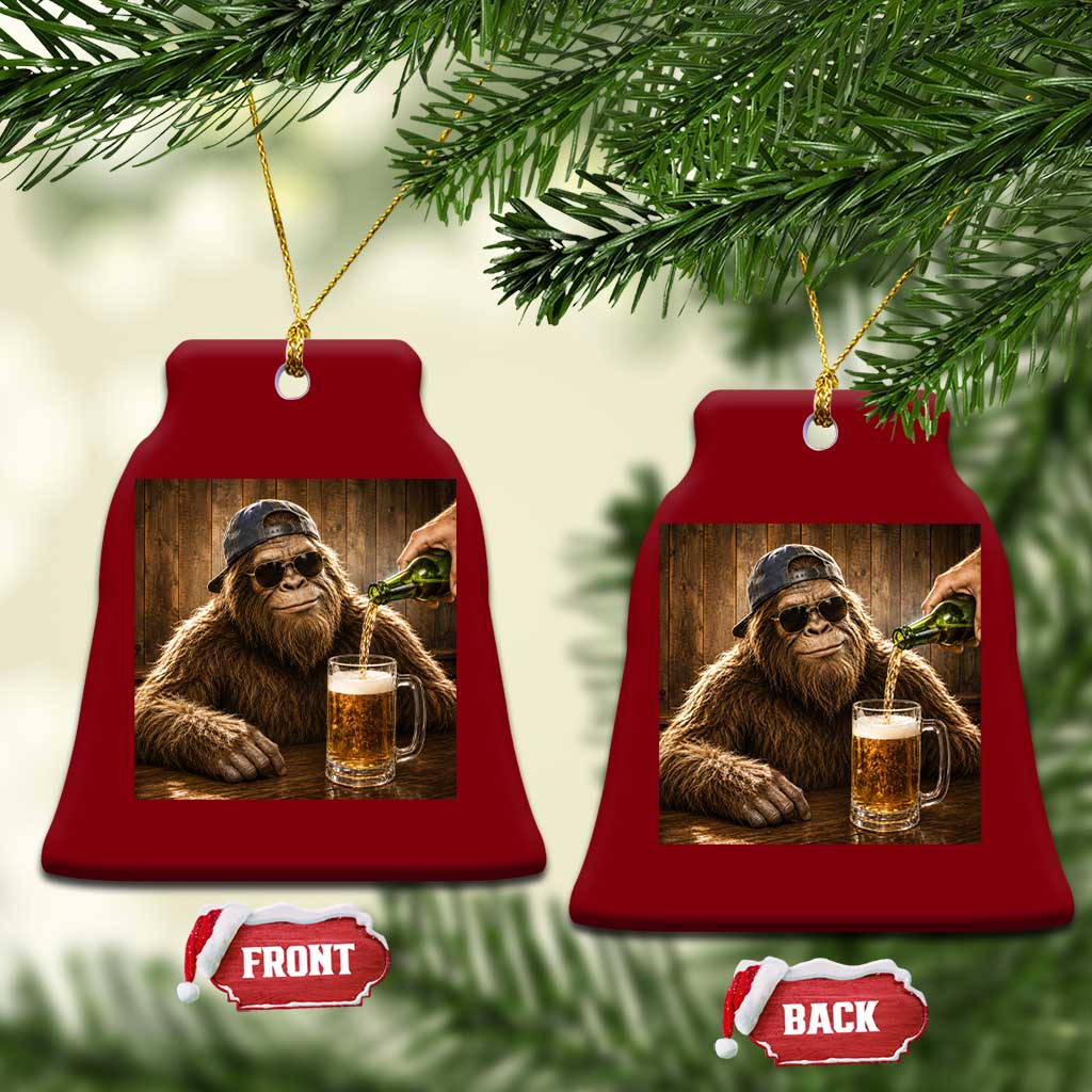 Funny Bigfoot Drinking Beer Ceramic Ornament Vintage Cool Sunglasses Sasquatch Pub Graphic TS10 Print Your Wear