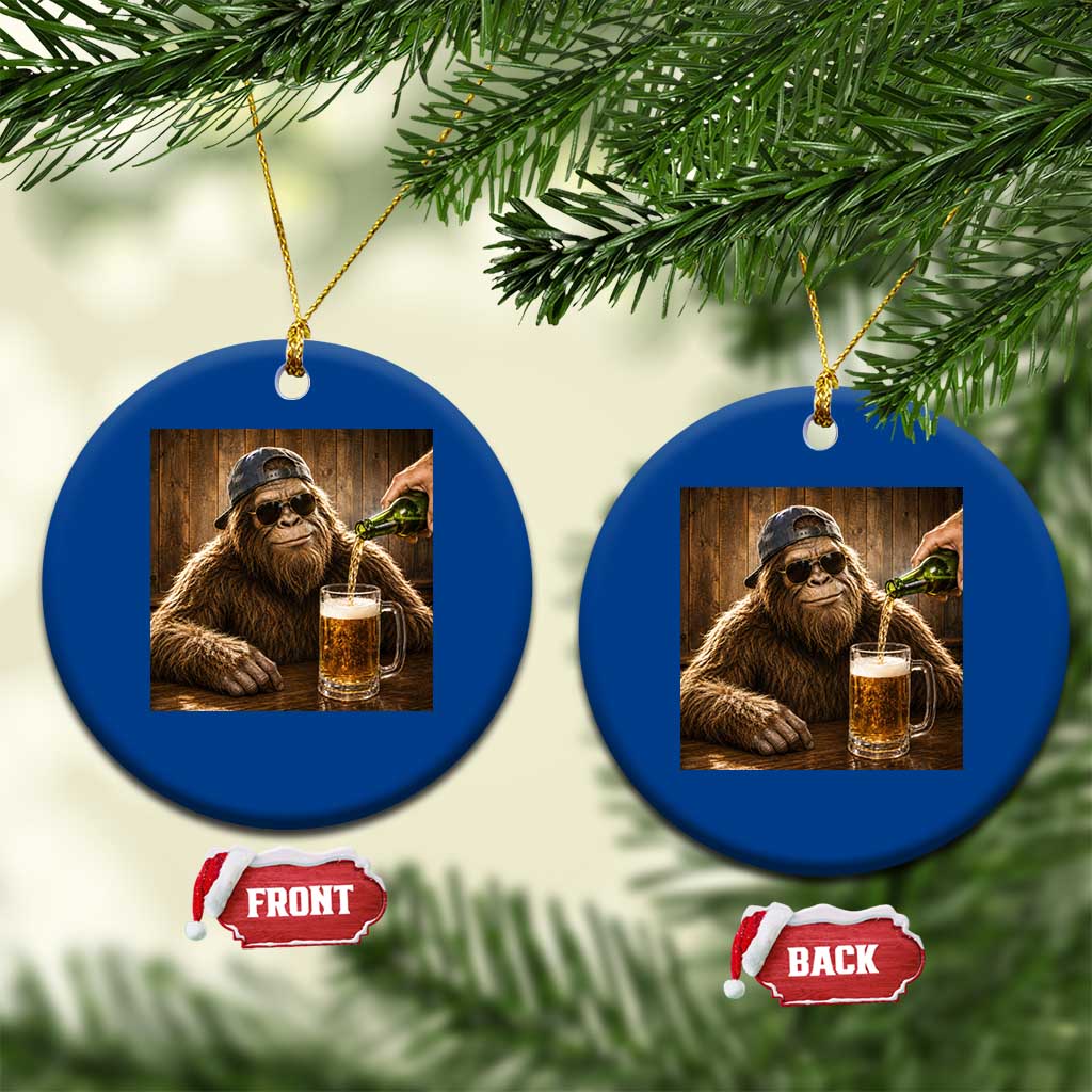 Funny Bigfoot Drinking Beer Ceramic Ornament Vintage Cool Sunglasses Sasquatch Pub Graphic TS10 1pc Blue Print Your Wear