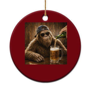 Funny Bigfoot Drinking Beer Ceramic Ornament Vintage Cool Sunglasses Sasquatch Pub Graphic TS10 1pc Red Print Your Wear