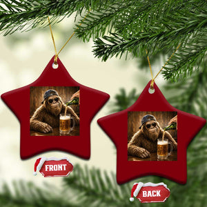Funny Bigfoot Drinking Beer Ceramic Ornament Vintage Cool Sunglasses Sasquatch Pub Graphic TS10 Print Your Wear