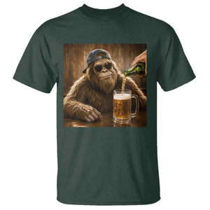 Funny Bigfoot Drinking Beer T Shirt Vintage Cool Sunglasses Sasquatch Pub Graphic TS10 Dark Forest Green Print Your Wear