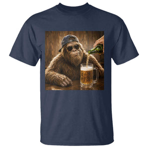 Funny Bigfoot Drinking Beer T Shirt Vintage Cool Sunglasses Sasquatch Pub Graphic TS10 Navy Print Your Wear
