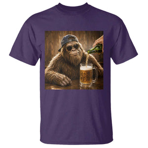 Funny Bigfoot Drinking Beer T Shirt Vintage Cool Sunglasses Sasquatch Pub Graphic TS10 Purple Print Your Wear
