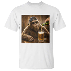 Funny Bigfoot Drinking Beer T Shirt Vintage Cool Sunglasses Sasquatch Pub Graphic TS10 White Print Your Wear