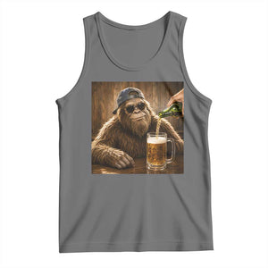 Funny Bigfoot Drinking Beer Tank Top Vintage Cool Sunglasses Sasquatch Pub Graphic TS10 Black Heather Print Your Wear