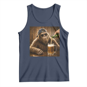 Funny Bigfoot Drinking Beer Tank Top Vintage Cool Sunglasses Sasquatch Pub Graphic TS10 Navy Print Your Wear