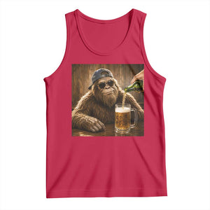 Funny Bigfoot Drinking Beer Tank Top Vintage Cool Sunglasses Sasquatch Pub Graphic TS10 Red Print Your Wear
