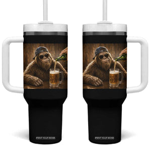 Funny Bigfoot Drinking Beer Tumbler With Handle Vintage Cool Sunglasses Sasquatch Pub Graphic TS10 One Size: 40 oz Black Print Your Wear