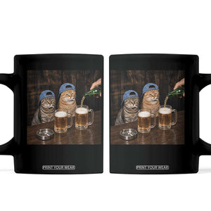 Funny Smoking Cats Drinking Beer at the Bar Coffee Mug Funny Bad Boys Cigarette Kitty Gen Z Meme TS10 Black Print Your Wear