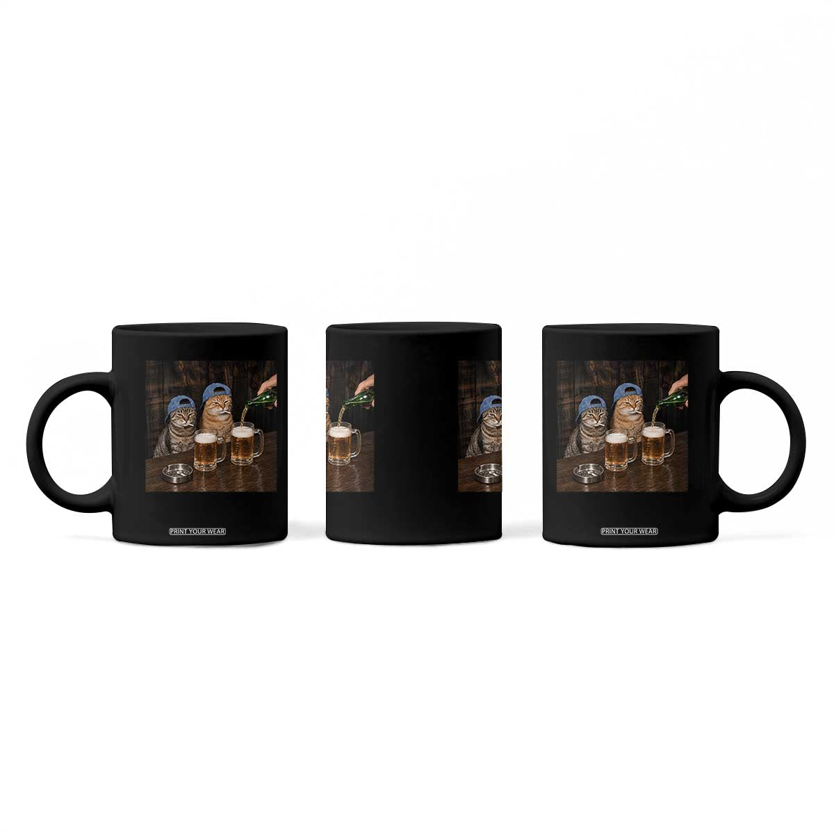 Funny Smoking Cats Drinking Beer at the Bar Coffee Mug Funny Bad Boys Cigarette Kitty Gen Z Meme TS10 Print Your Wear
