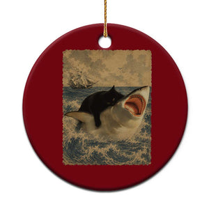 Black Cat Biting Shark Anime Graphic Japanese Ceramic Ornament Vintage Graphic Ukiyo-e Art TS10 1pc Red Print Your Wear