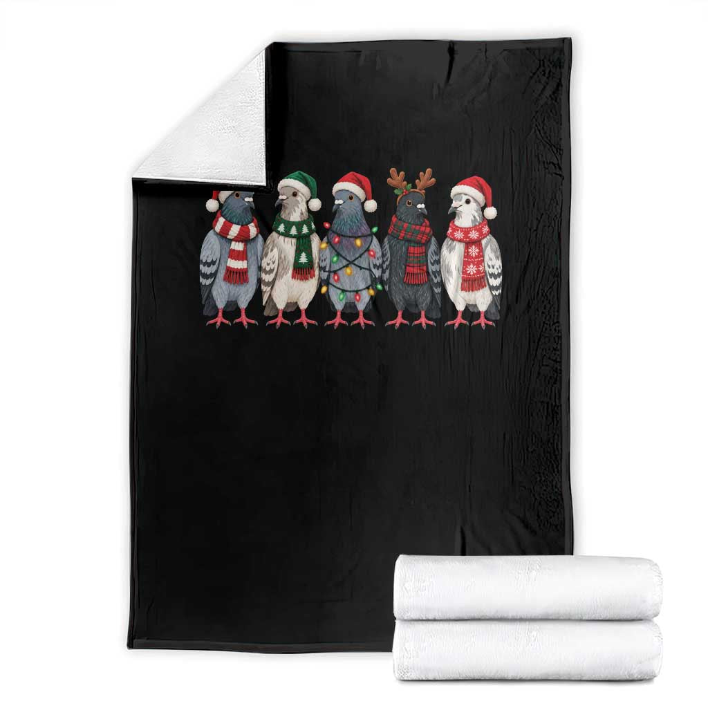 Christmas Pigeons Squad Throw Blanket Funny Festive Winter Bird Lover Aesthetic