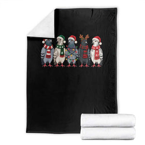Christmas Pigeons Squad Throw Blanket Funny Festive Winter Bird Lover Aesthetic