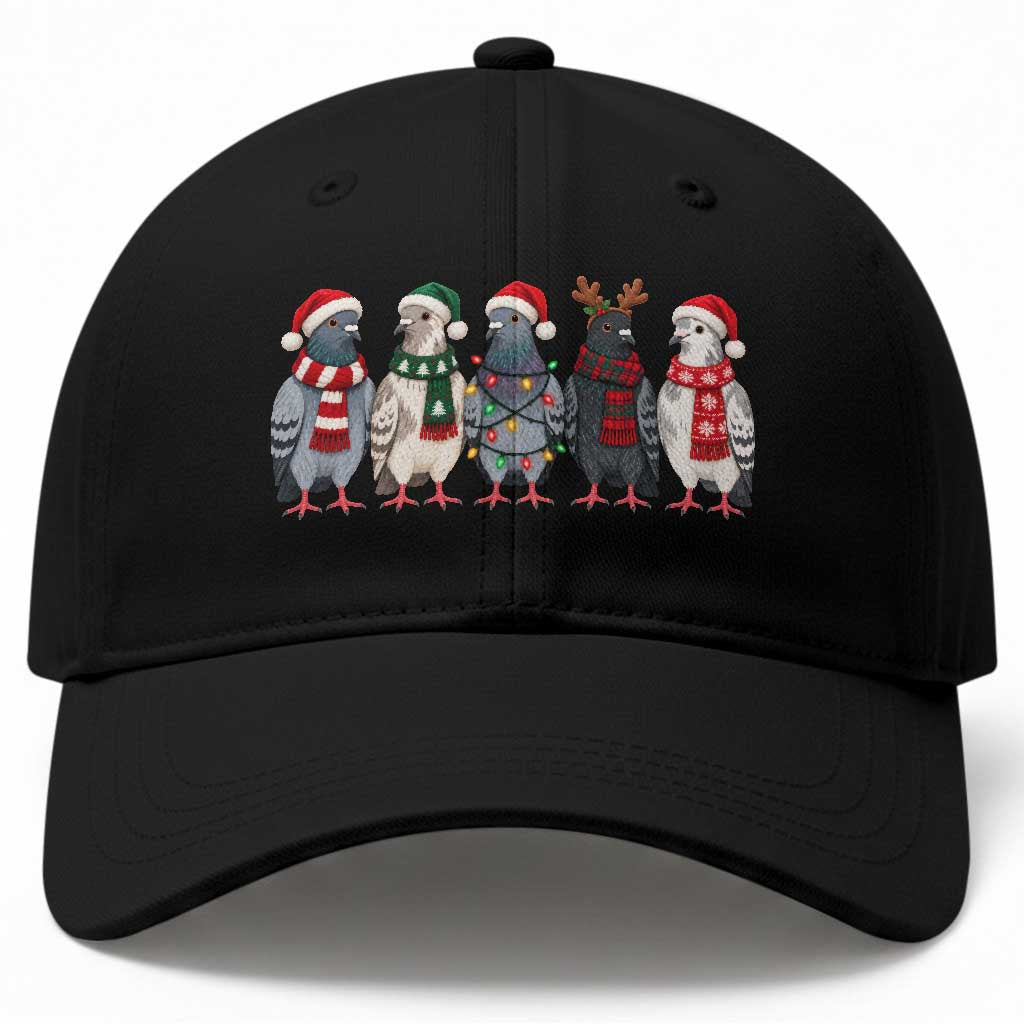 Christmas Pigeons Squad Baseball Cap Funny Festive Winter Bird Lover Aesthetic