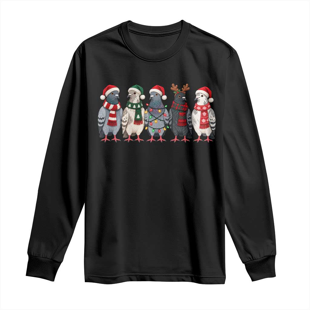 Christmas Pigeons Squad Long Sleeve Shirt Funny Festive Winter Bird Lover Aesthetic