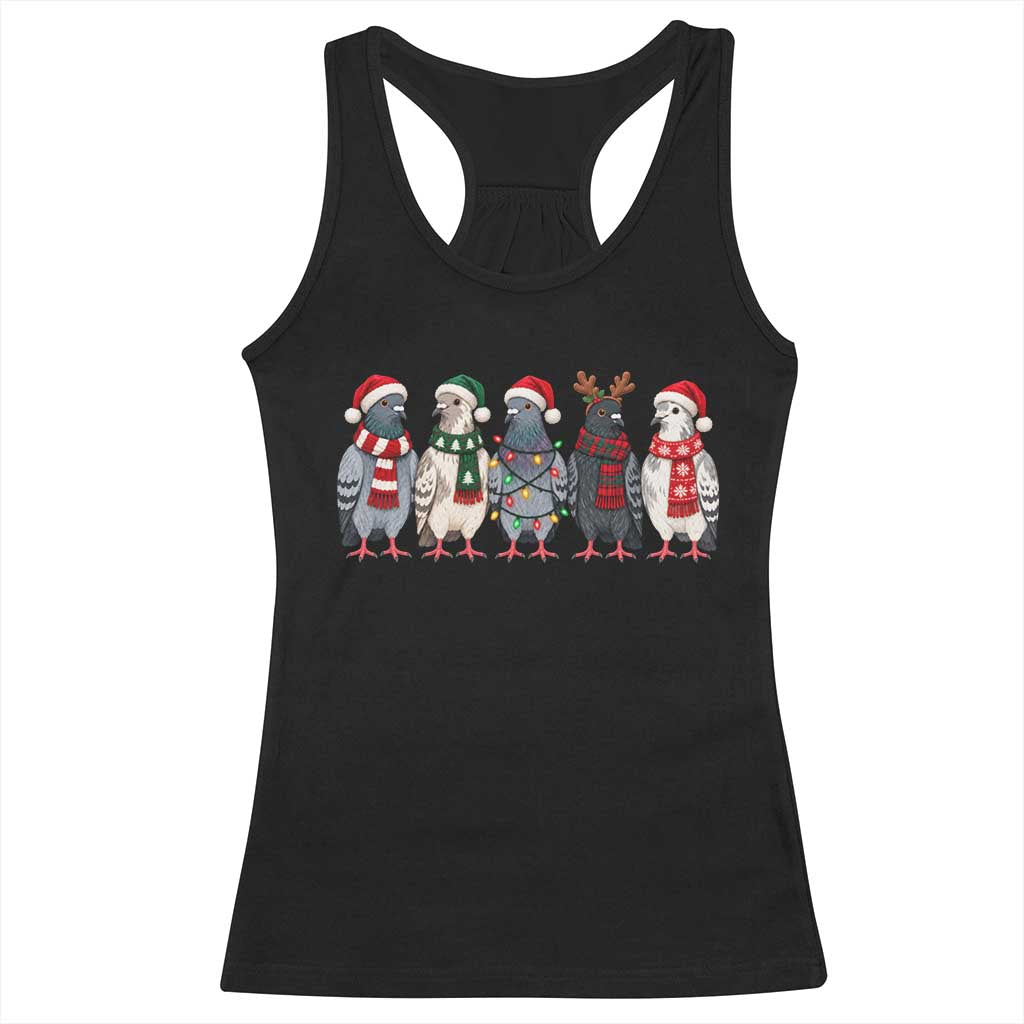 Christmas Pigeons Squad Racerback Tank Top Funny Festive Winter Bird Lover Aesthetic