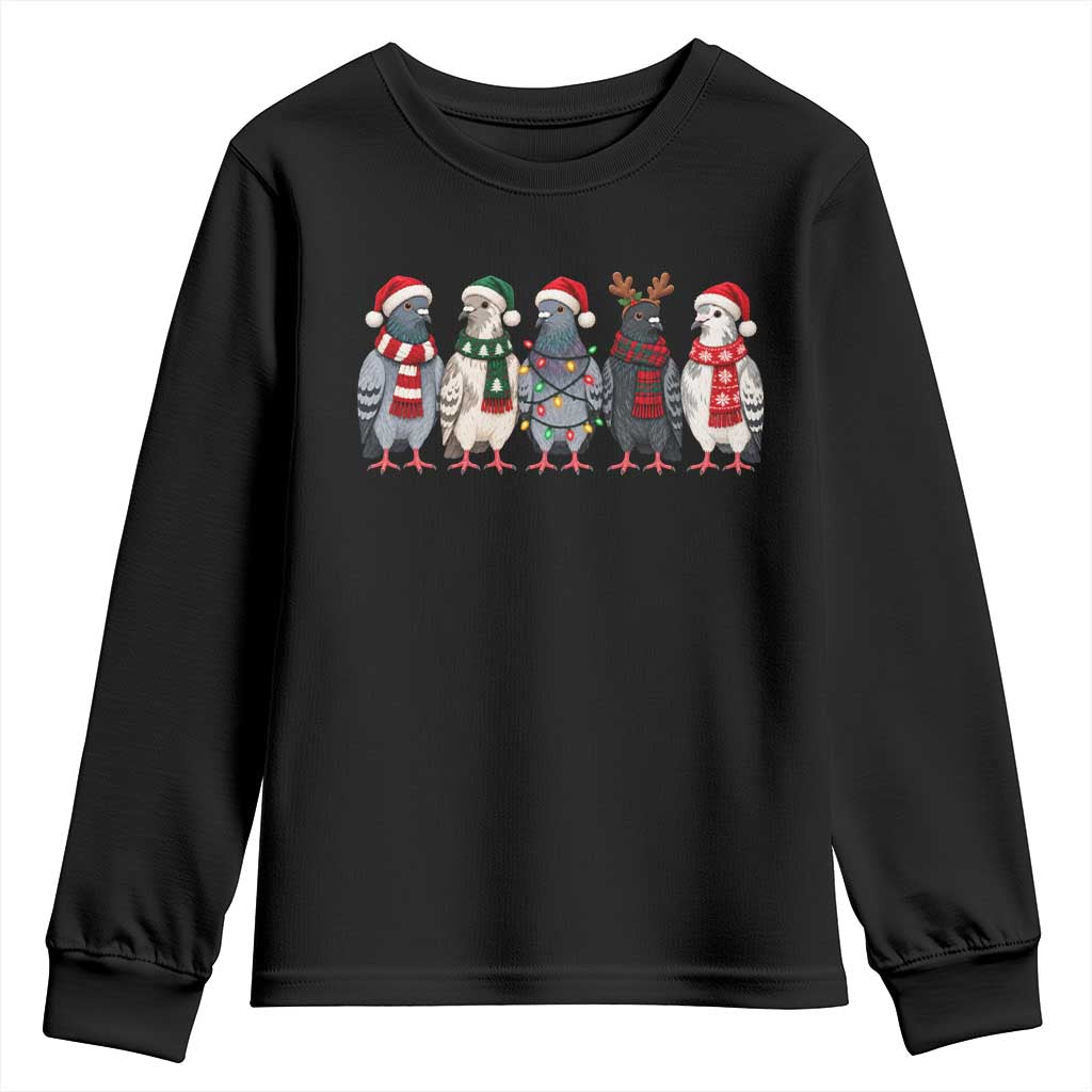 Christmas Pigeons Squad Youth Sweatshirt Funny Festive Winter Bird Lover Aesthetic