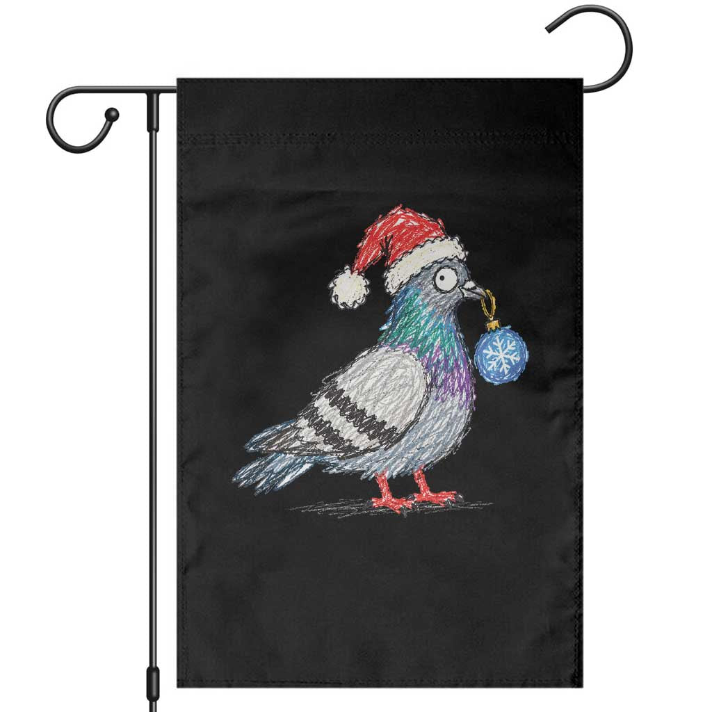 Christmas Pigeon Crayon Doodle Graphic Garden Flag Funny Santa Hat Bird Lover