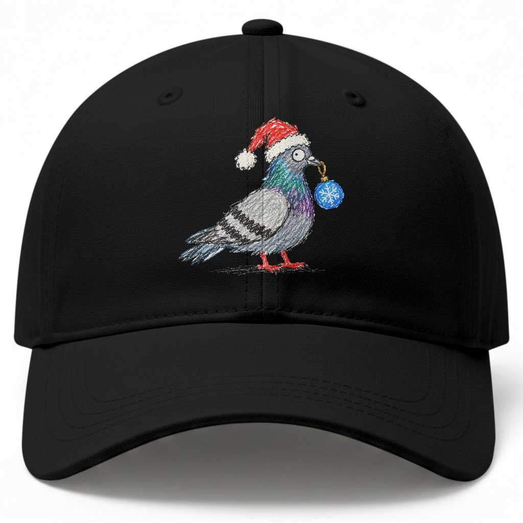 Christmas Pigeon Crayon Doodle Graphic Baseball Cap Funny Santa Hat Bird Lover