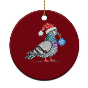 Christmas Pigeon Crayon Doodle Graphic Ceramic Ornament Funny Santa Hat Bird Lover