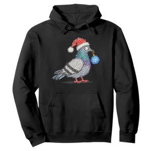 Christmas Pigeon Crayon Doodle Graphic Hoodie Funny Santa Hat Bird Lover