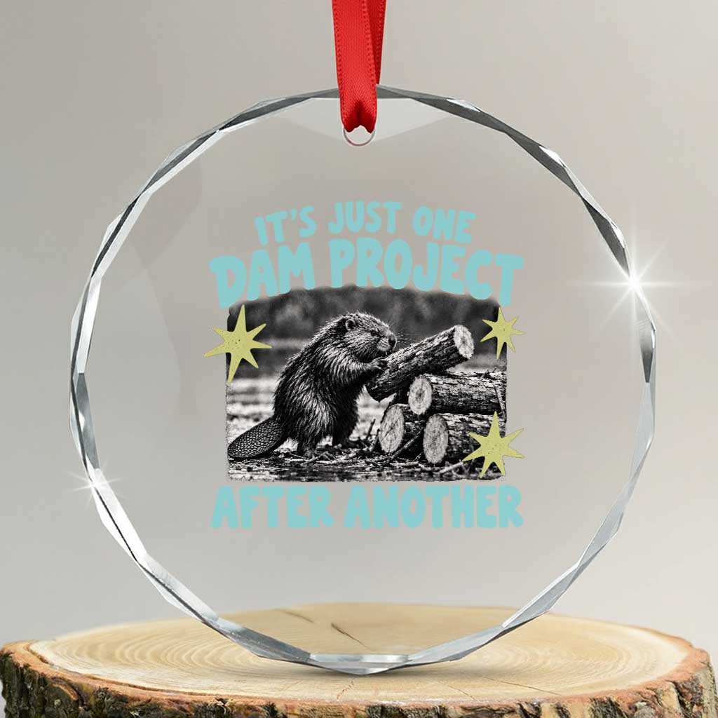 Its Just One Dam Project After Another Funny Beaver Crystal Glass Ornament
