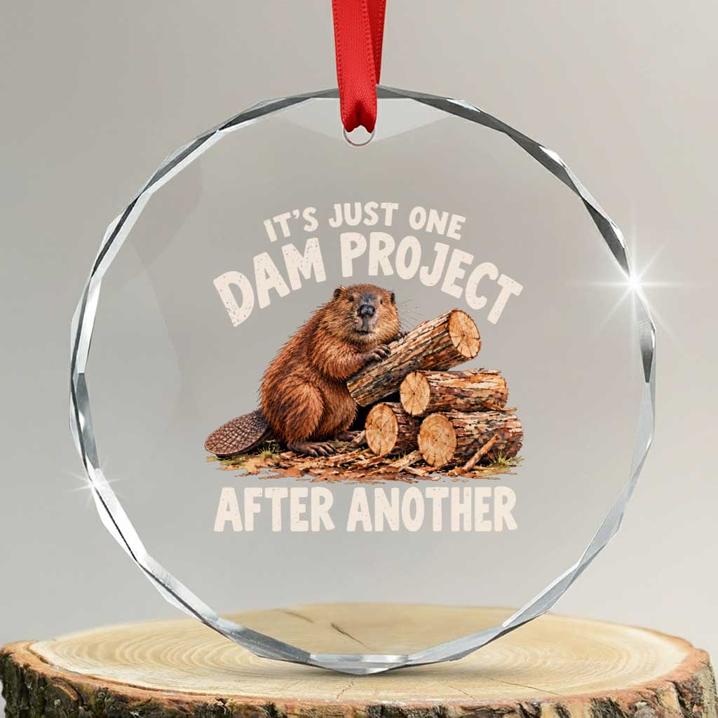 Its Just One Dam Project After Another Funny Beaver Meme Crystal Glass Ornament