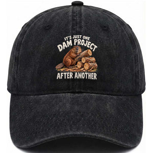 Its Just One Dam Project After Another Funny Beaver Meme Washed Cotton Baseball Cap