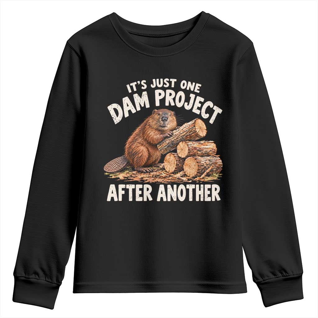 Its Just One Dam Project After Another Funny Beaver Meme Youth Sweatshirt